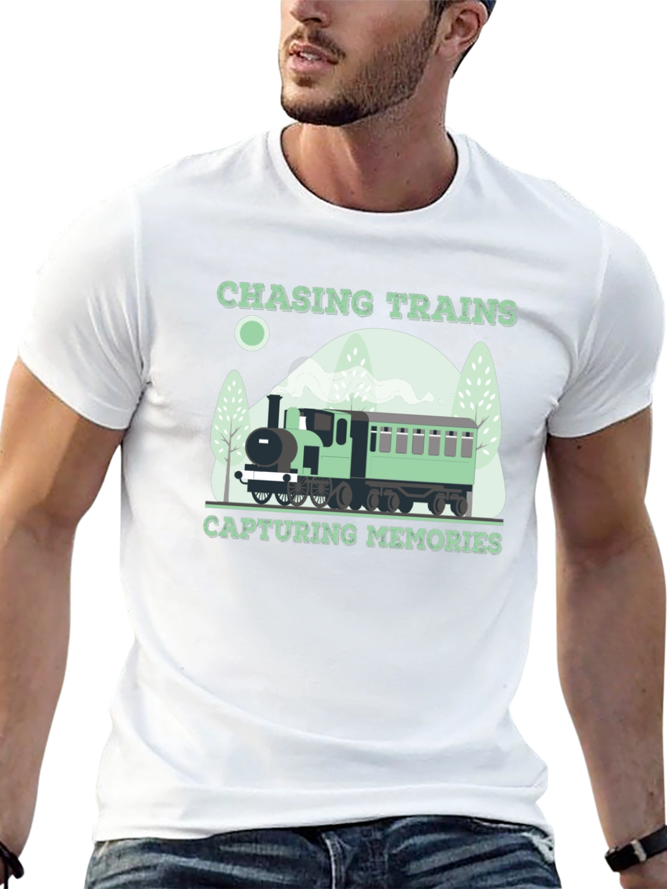 Chasing Trains Graphic T-Shirt - Locomotive Design