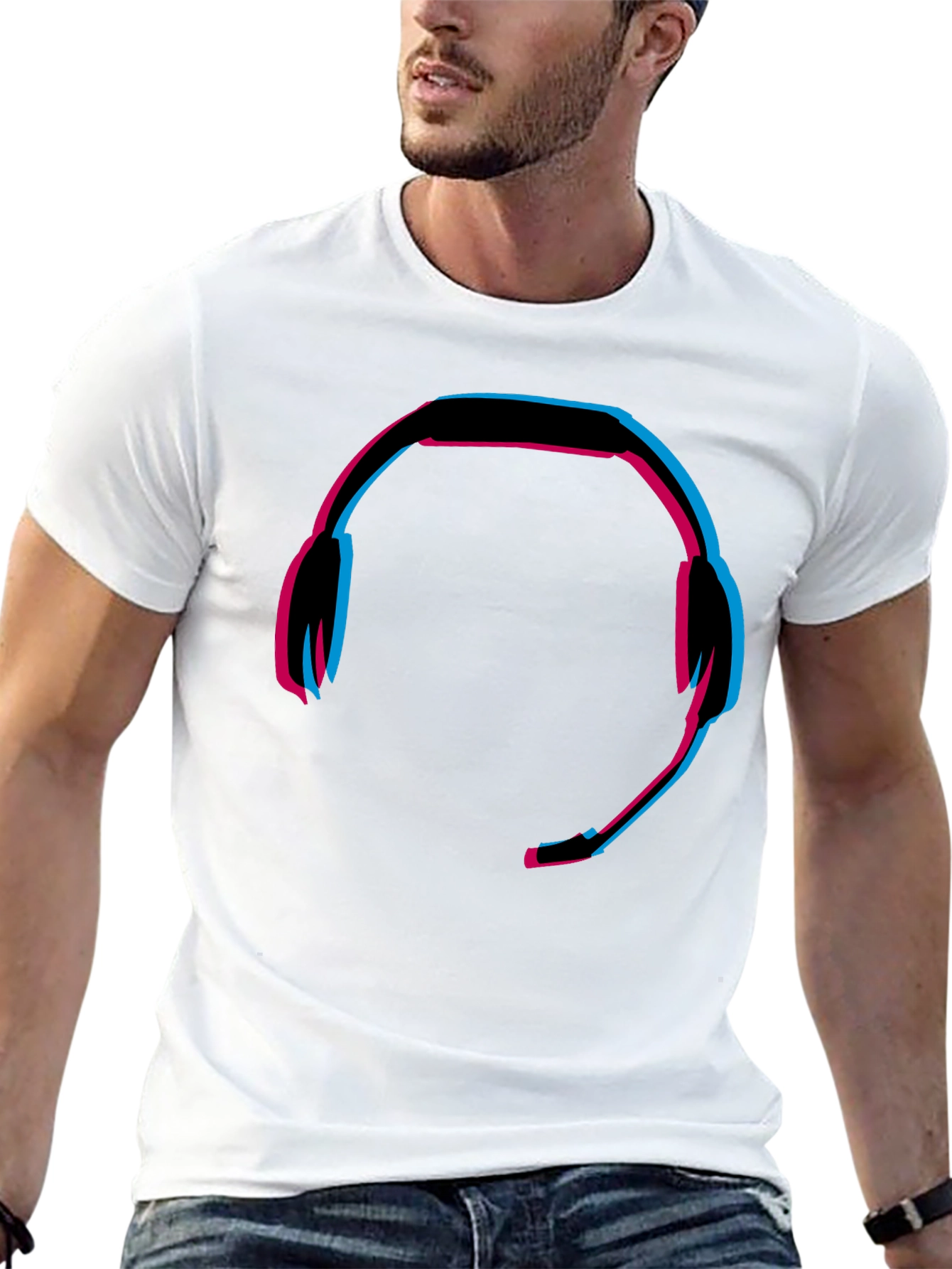 Headset Glitch Style Graphic Tee - Gamer T-Shirt