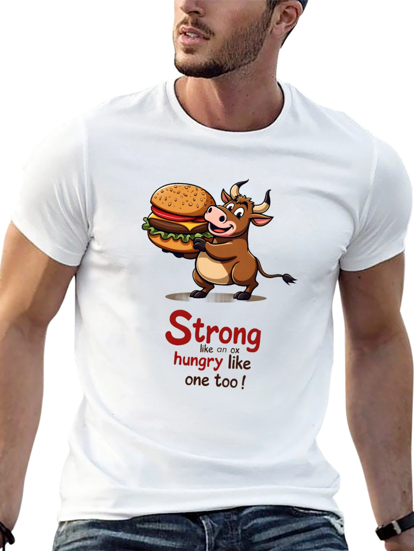 Strong Hungry Bull Burger T-Shirt