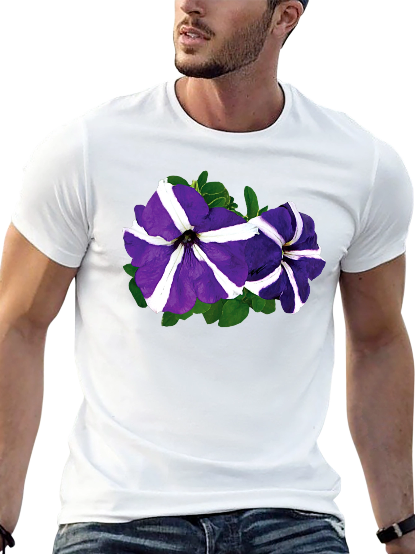 Floral Petunia T-Shirt - Black Cotton Blend