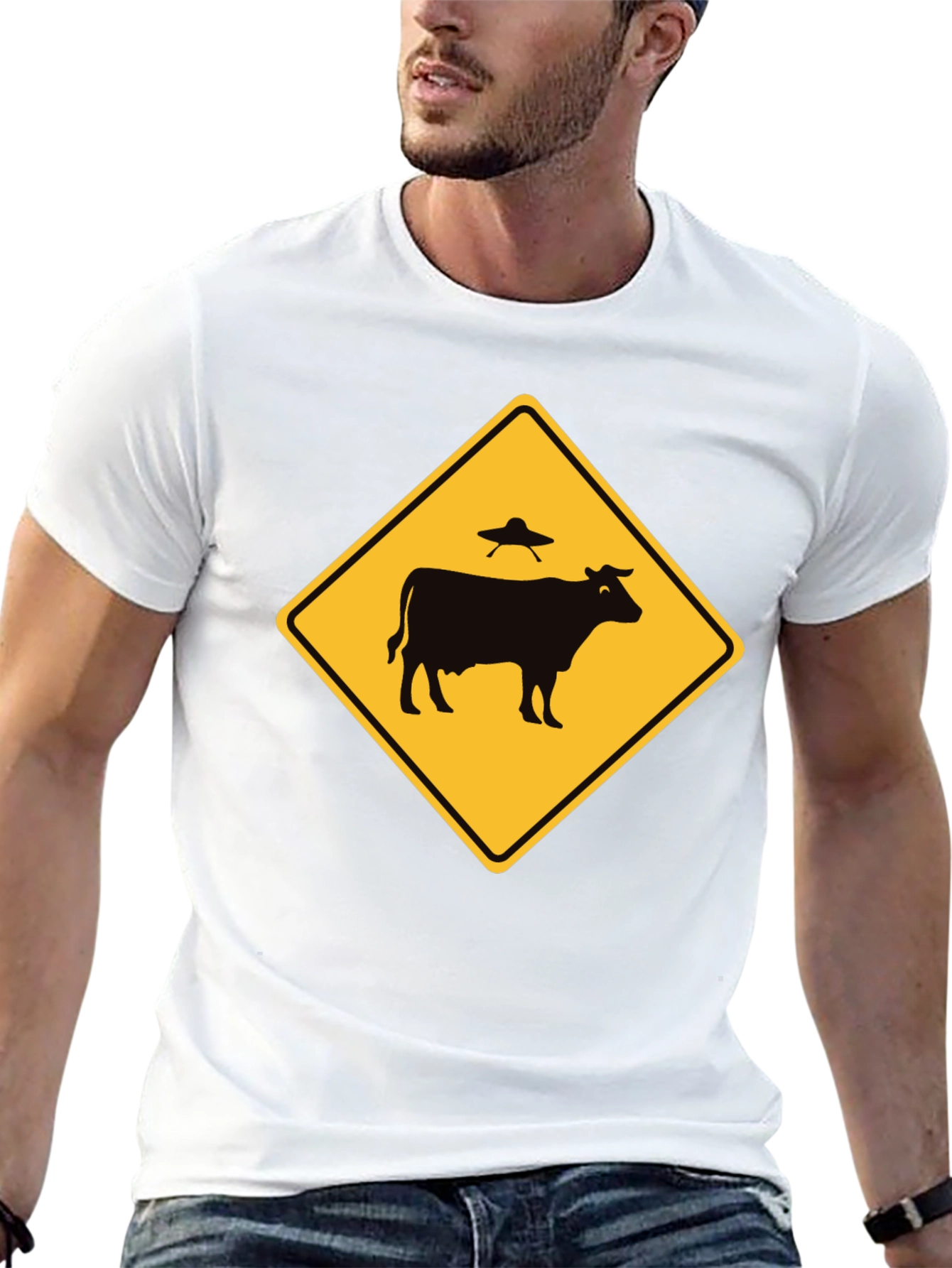 Alien Cow Abduction T-Shirt - Funny UFO Tee