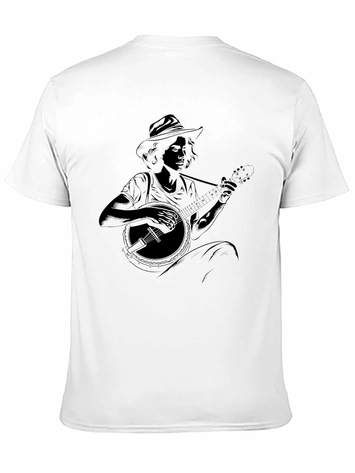 Banjo Player Graphic Black Tee - Unisex