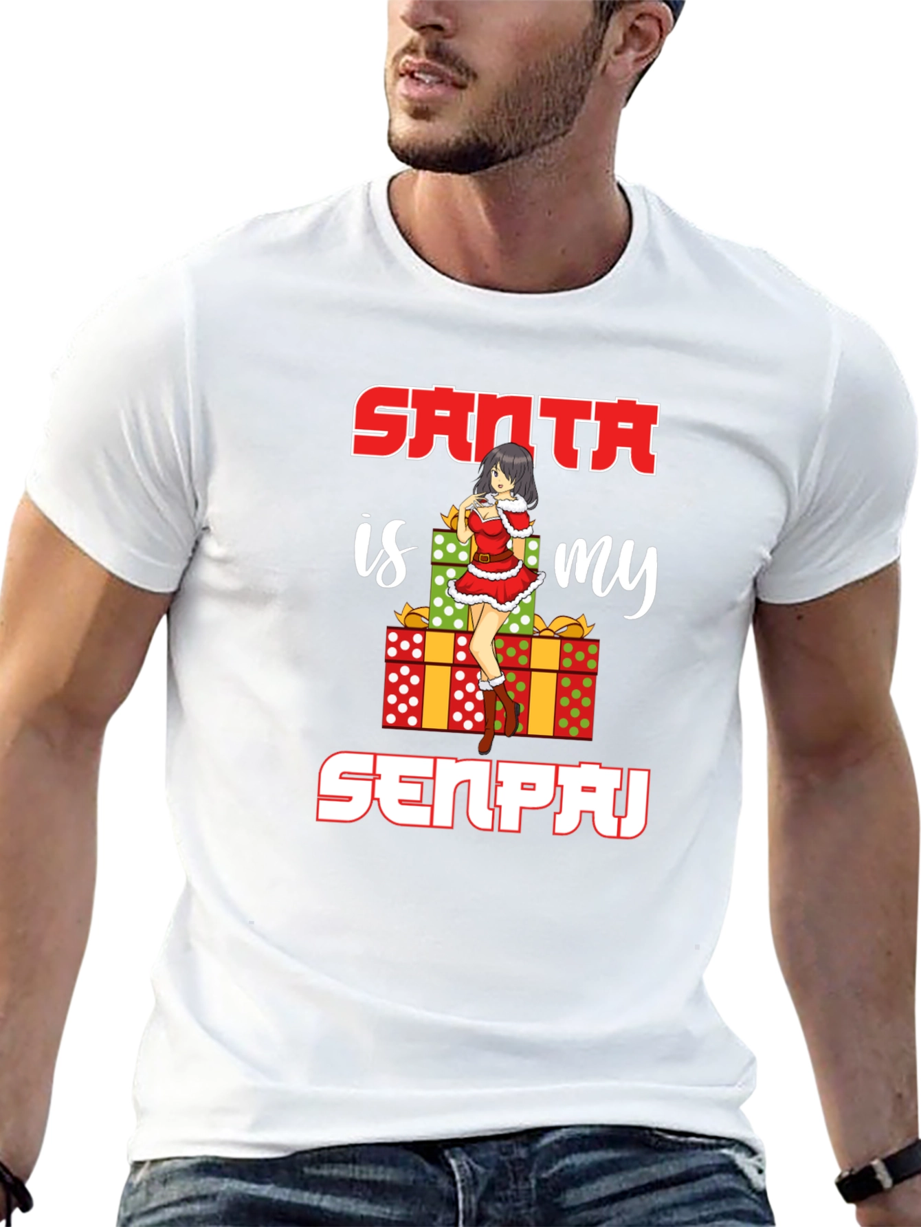 Anime Santa Senpai Graphic T-Shirt