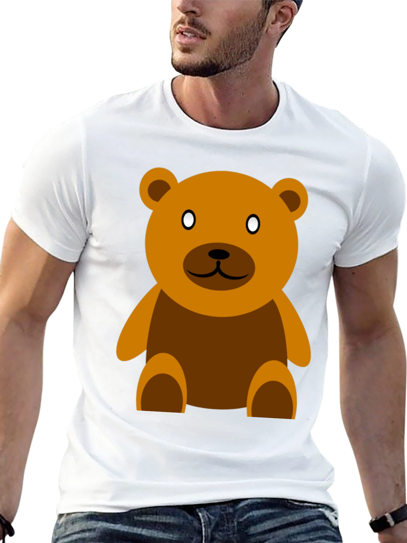 Cute Teddy Bear Graphic Tee - Casual Black T-Shirt