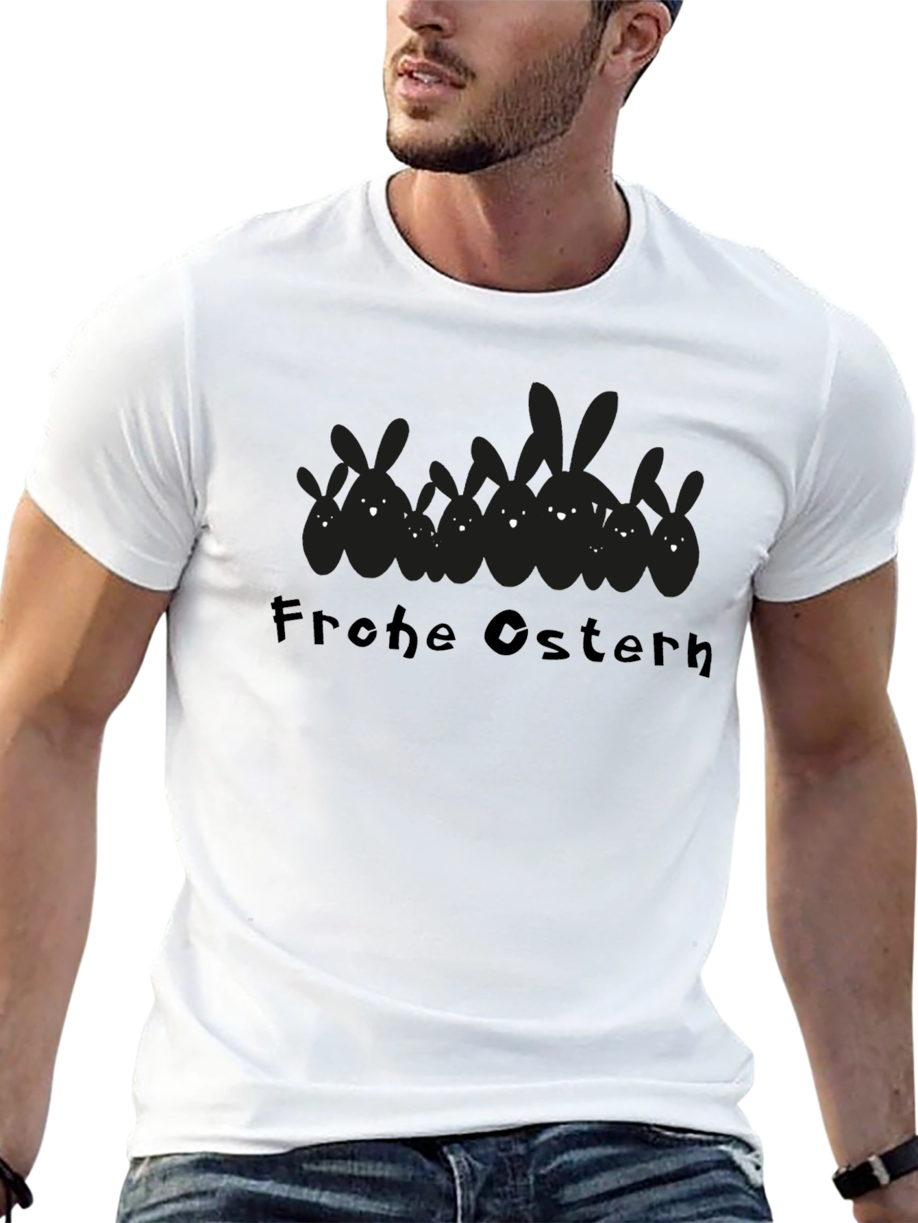 Frohe Ostern Easter Bunny Black T-Shirt