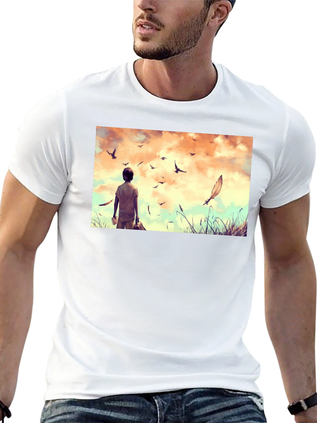 Dreamscape Graphic Tee - Black Cotton Comfort