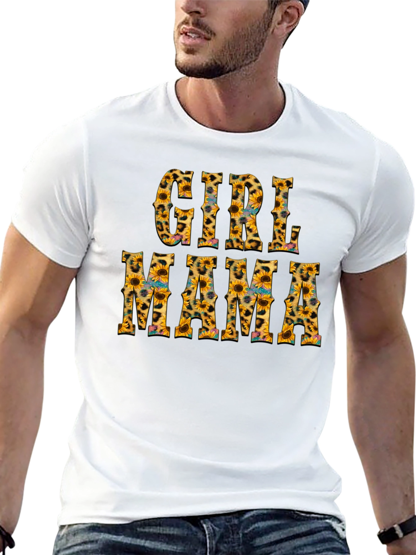 Girl Mama Sunflower Leopard Print T-Shirt