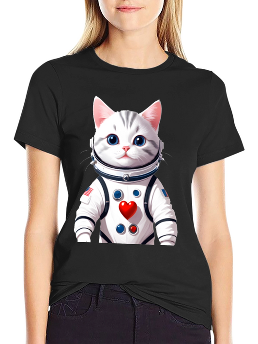 Astronaut Cat Graphic T-Shirt - Space Lover Tee