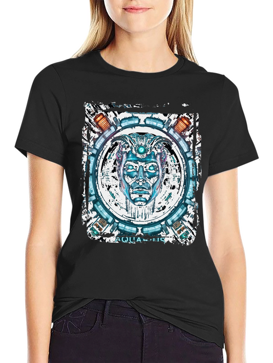 Aquatic Robot Face Graphic T-Shirt