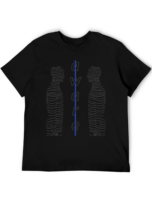 Aware Graphic Tee - Mens Black Cotton T-Shirt