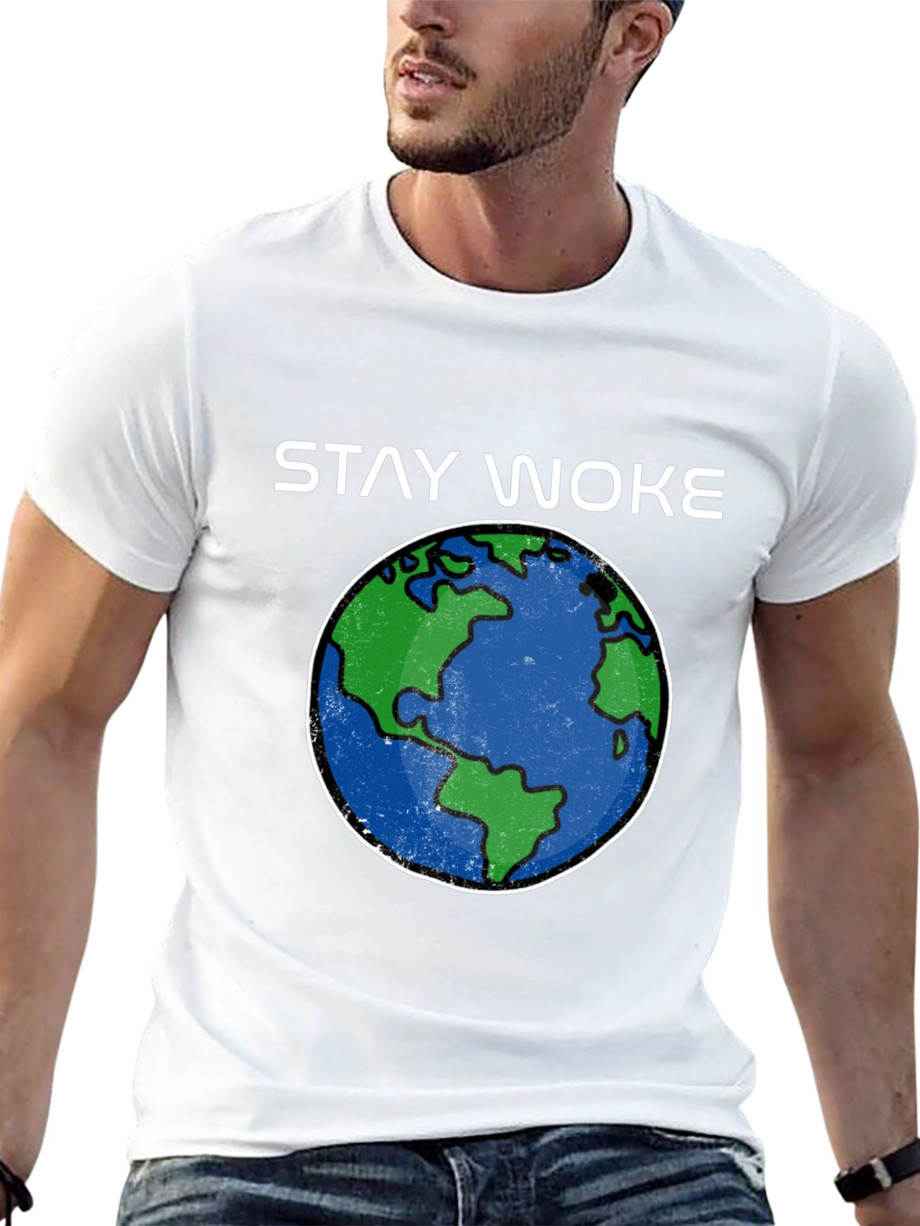 Stay Woke Earth Graphic Tee - Black