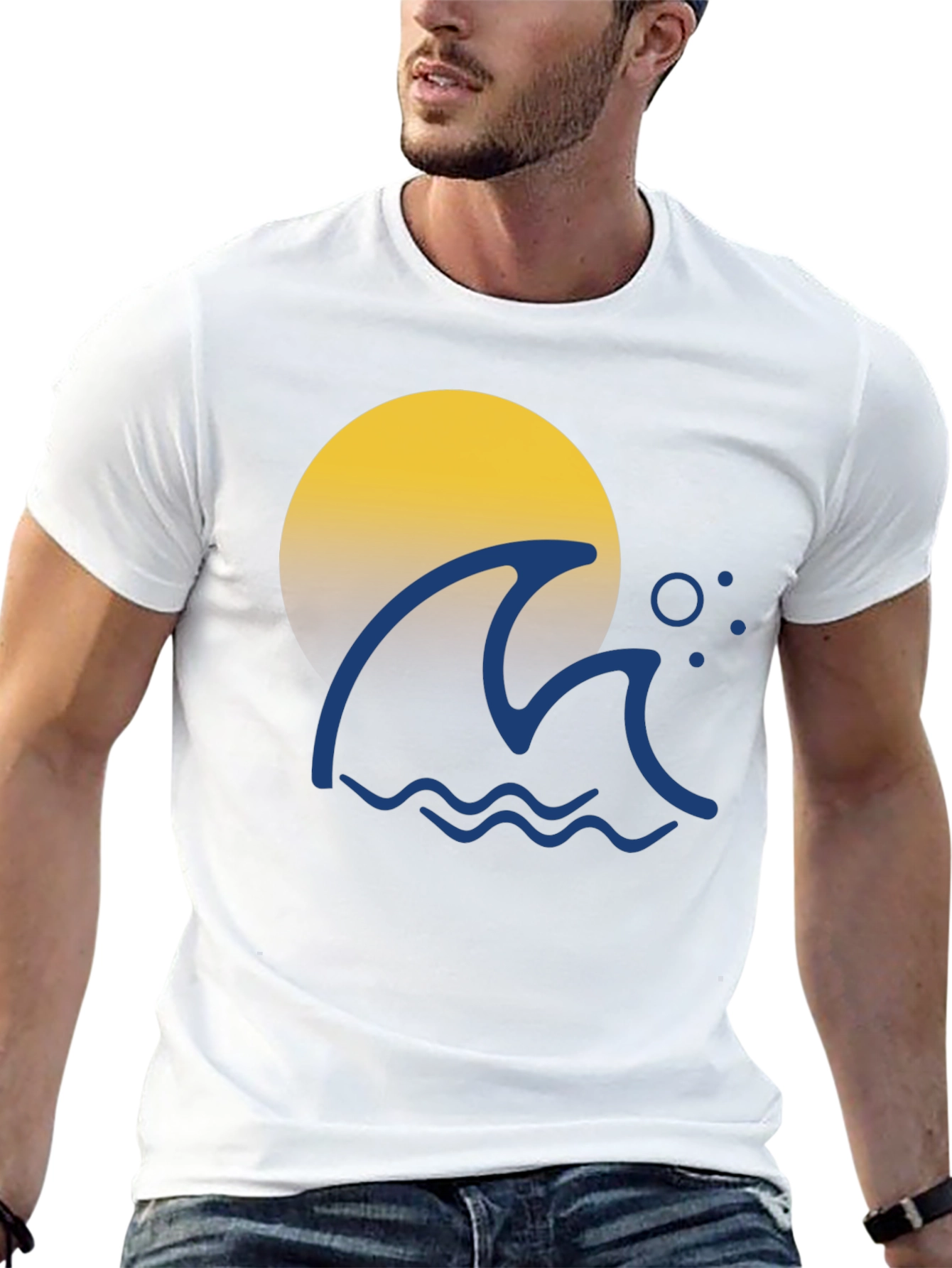 Wave & Sun Graphic Tee - Black Cotton