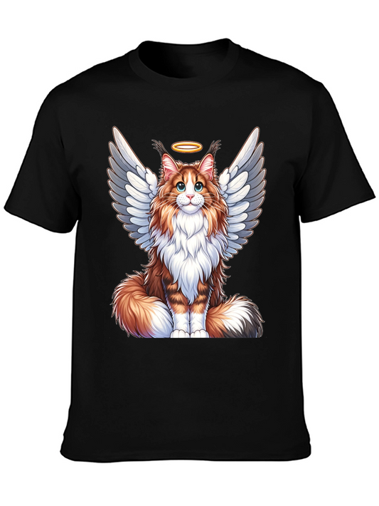 Angel Cat T-Shirt: Fluffy Wings & Halo