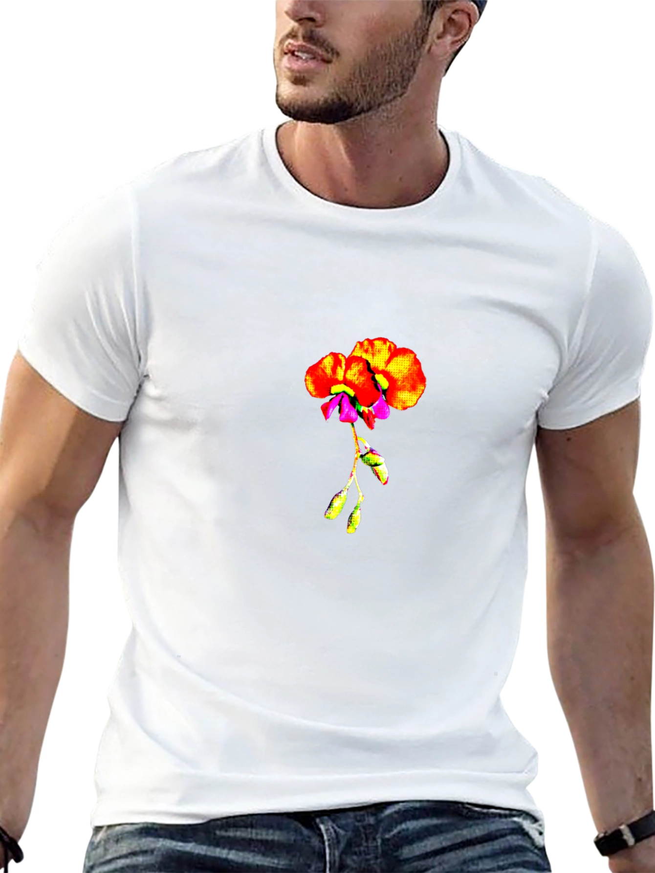 Floral Print Crew Neck Tee