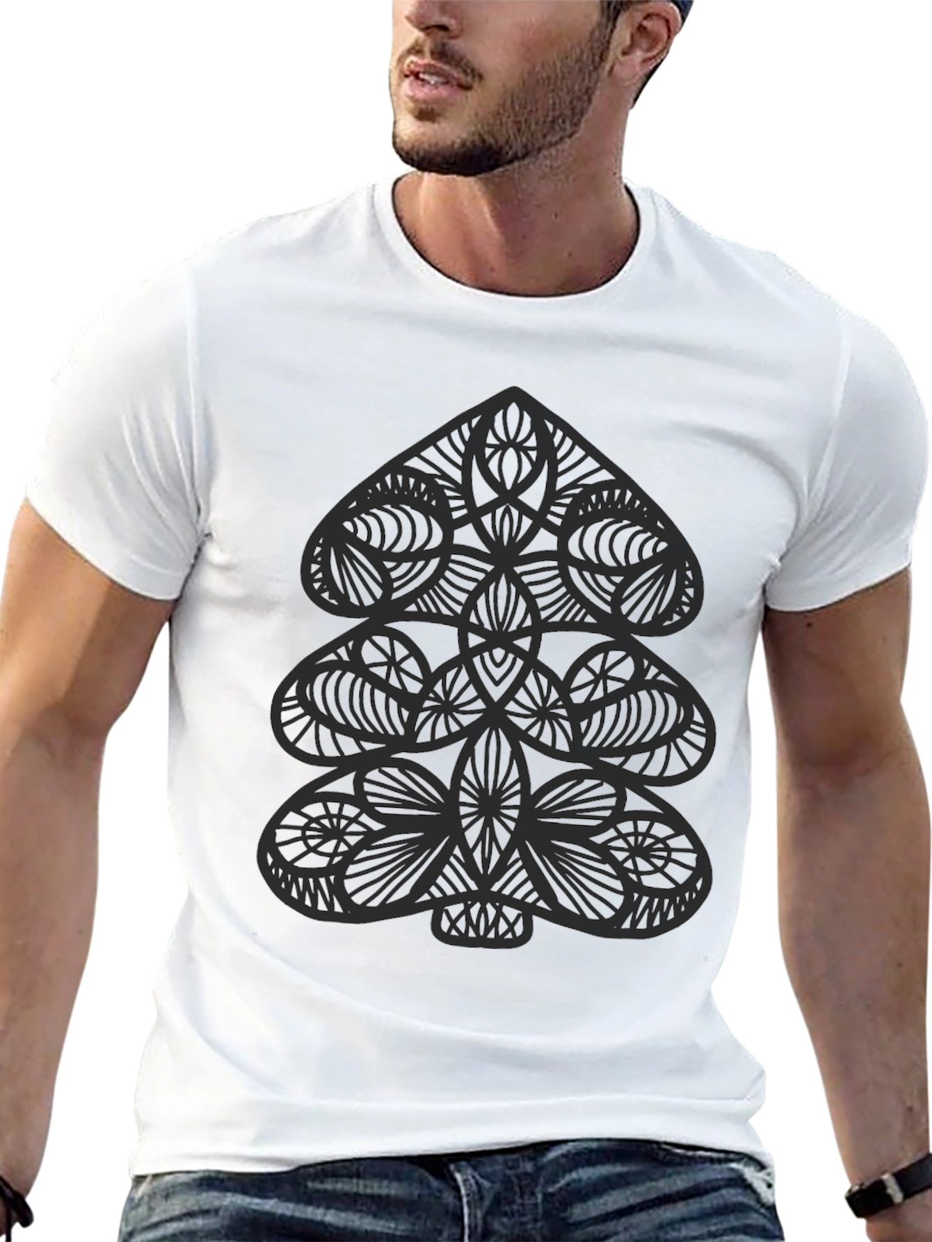 Abstract Spade Graphic Black T-Shirt