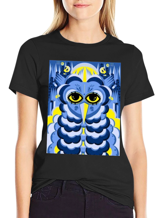 Abstract Owl Graphic Tee - Black Unisex T-Shirt