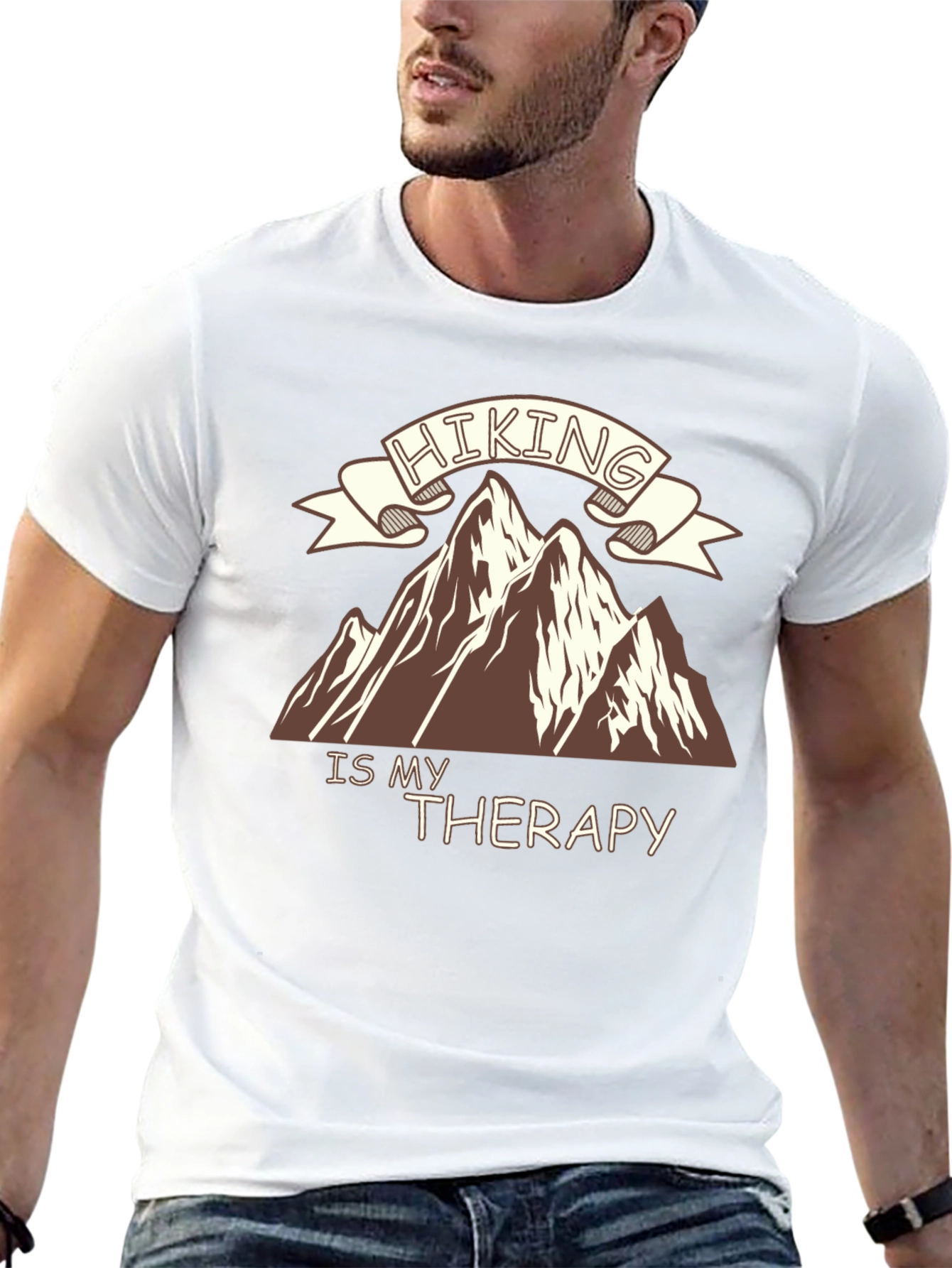 Hiking is My Therapy Graphic Tee - Black