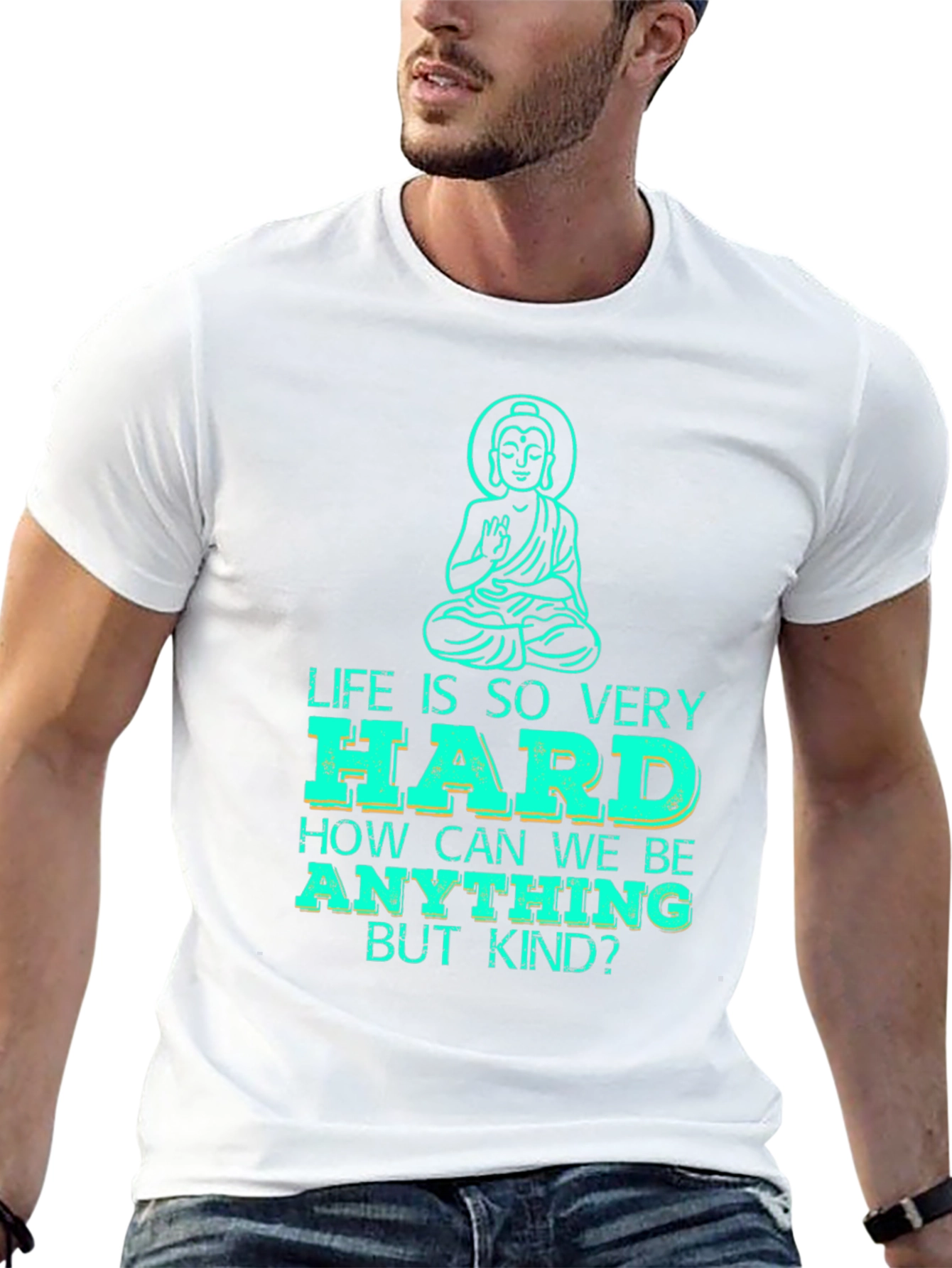 Inspirational Quote Buddha Graphic Tee - Black