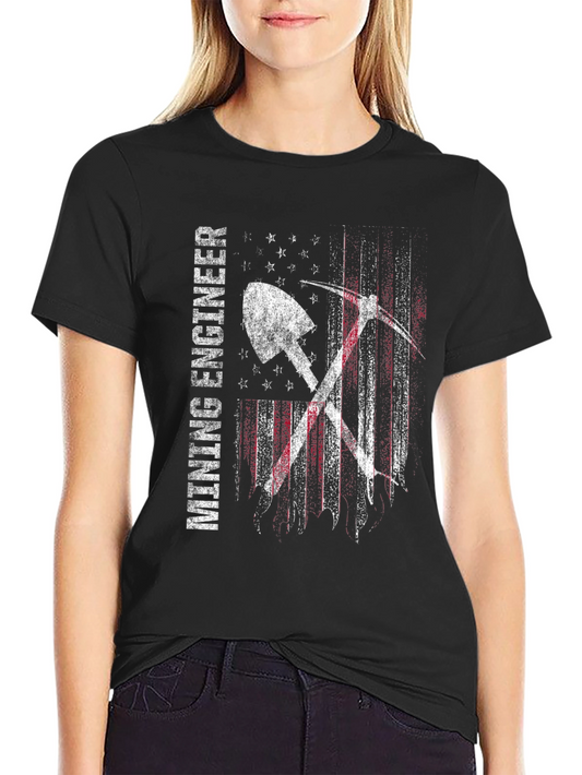 Mining Engineer American Flag T-Shirt