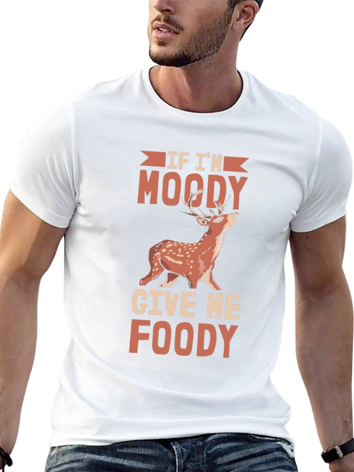 Moody Deer Graphic Tee - Funny Food Lover Shirt