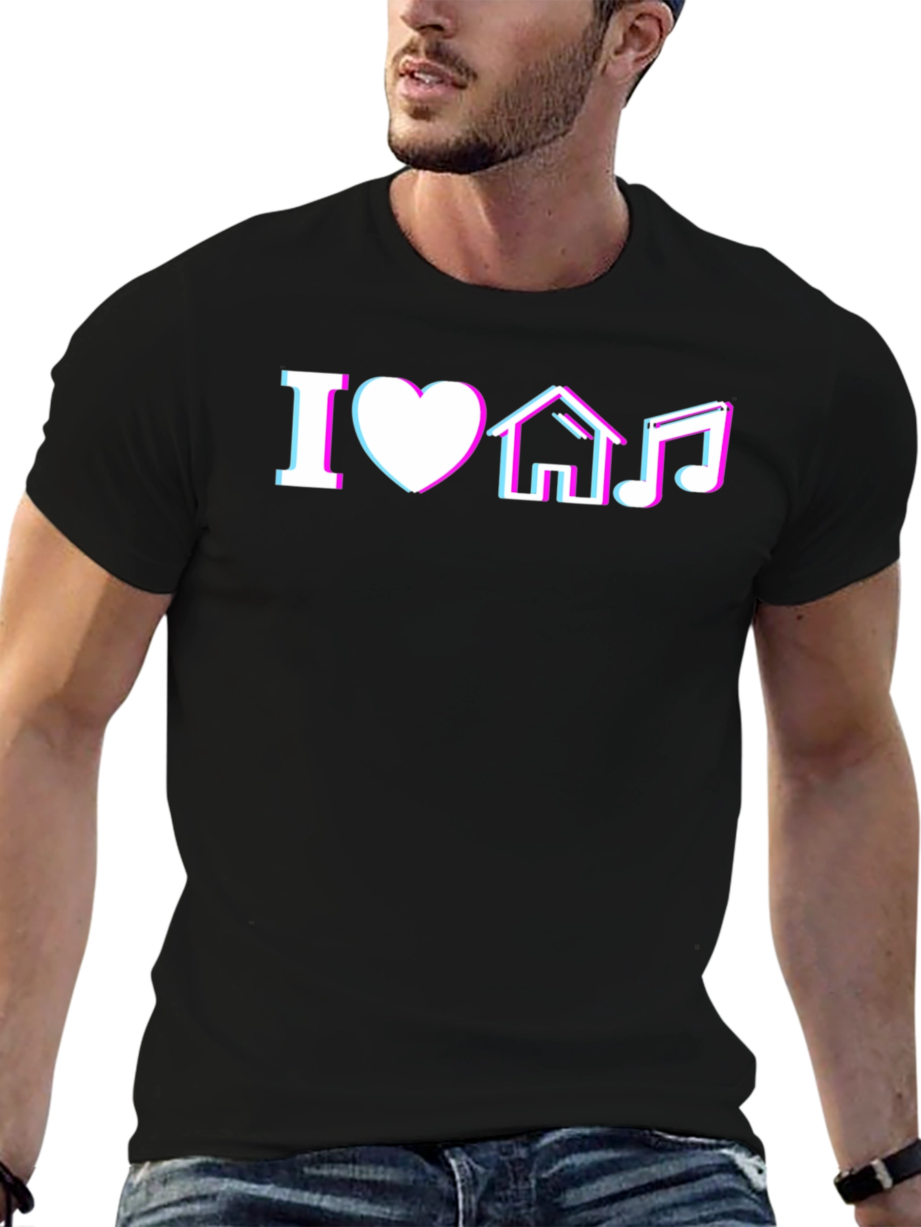 I Love House Music Black T-Shirt