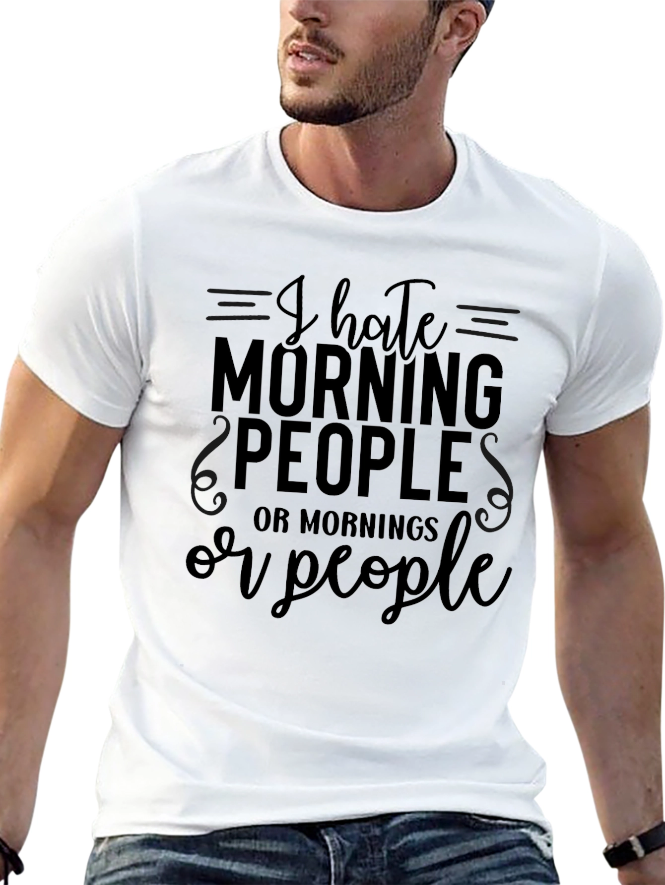 Humorous I Hate Morning People Graphic T-Shirt