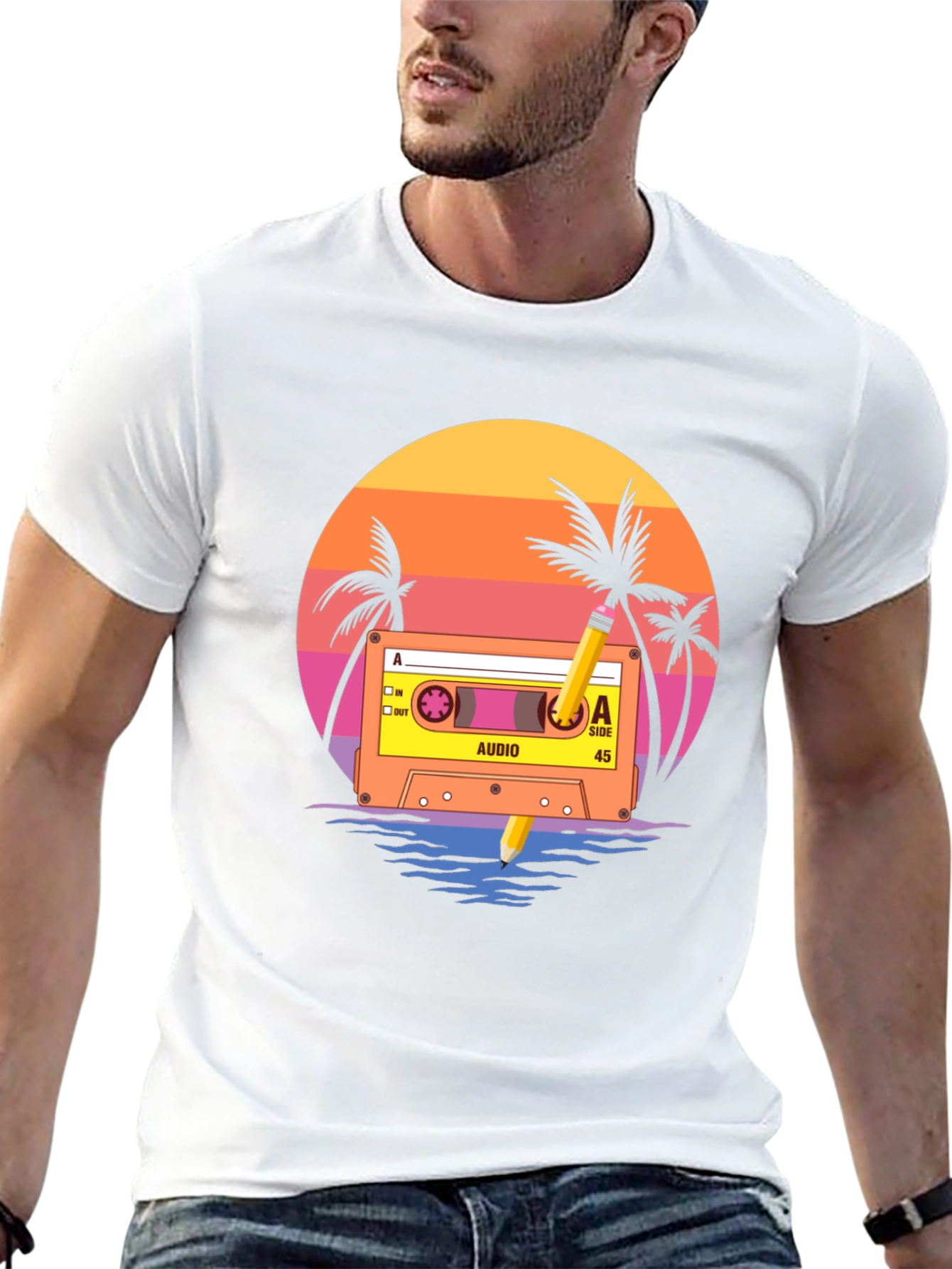 Retro Sunset Cassette Tape Graphic T-Shirt