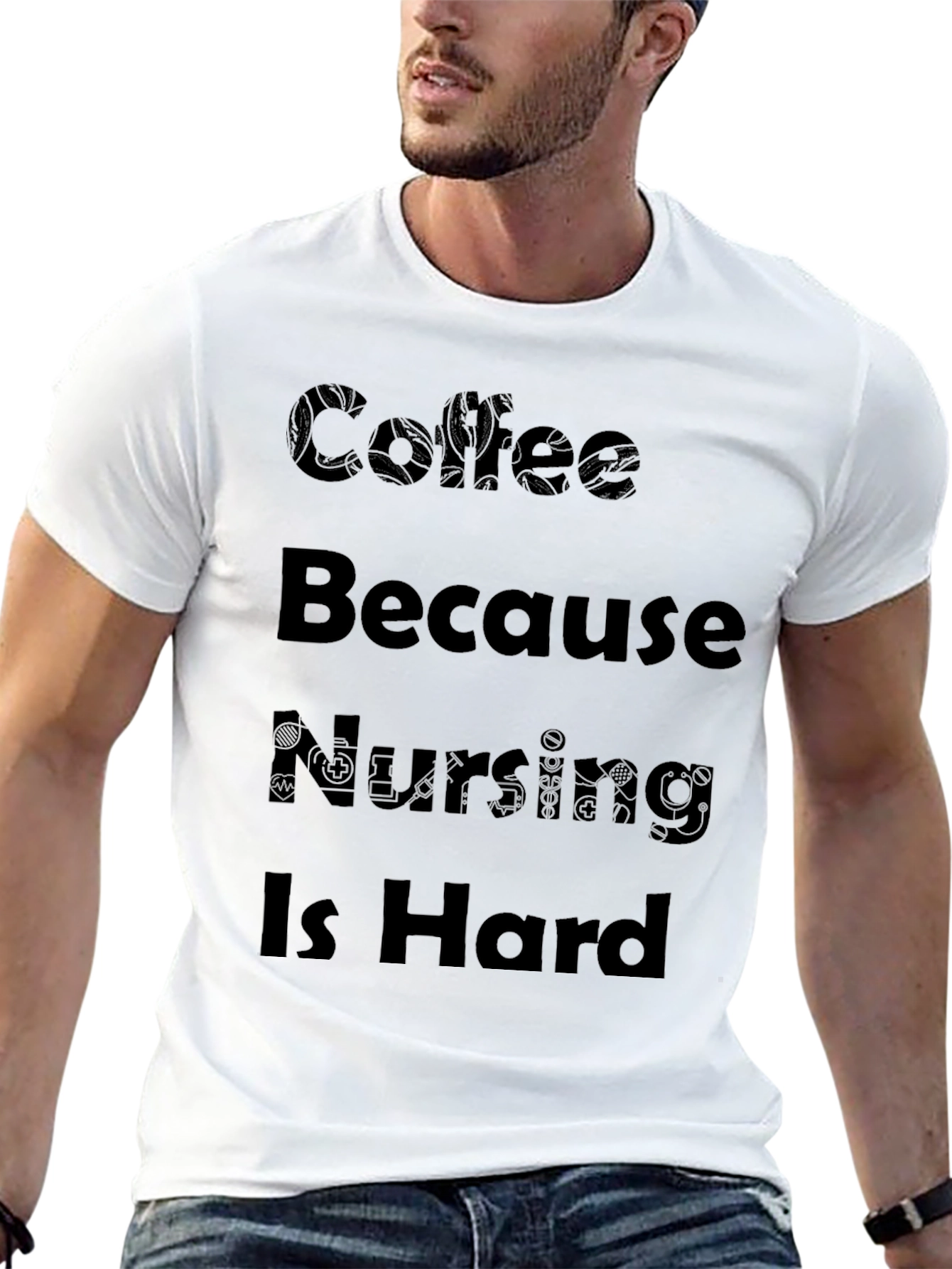 Coffee Because Nursing Is Hard Black T-Shirt