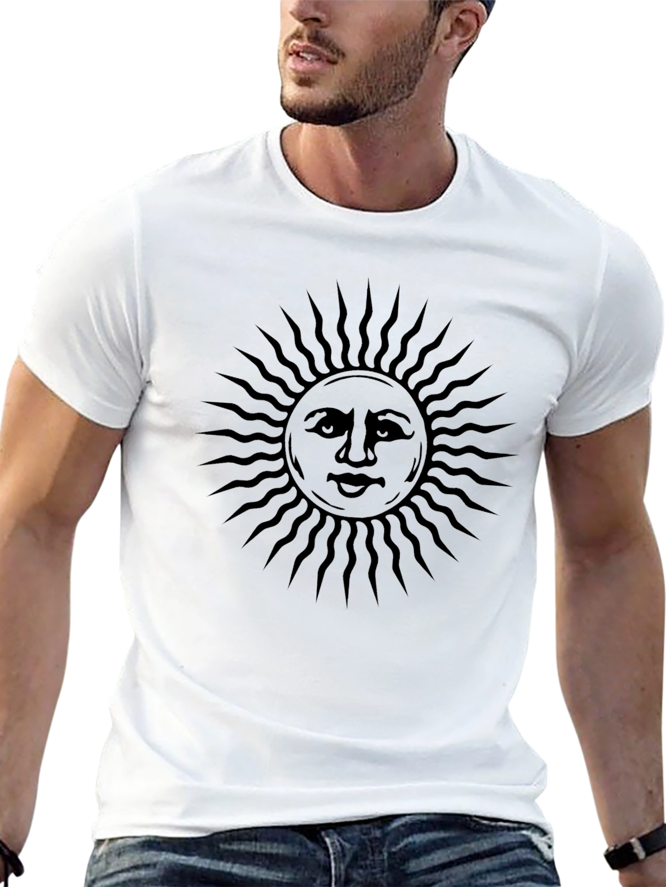 Sun Face Graphic Tee - Soft Cotton Blend