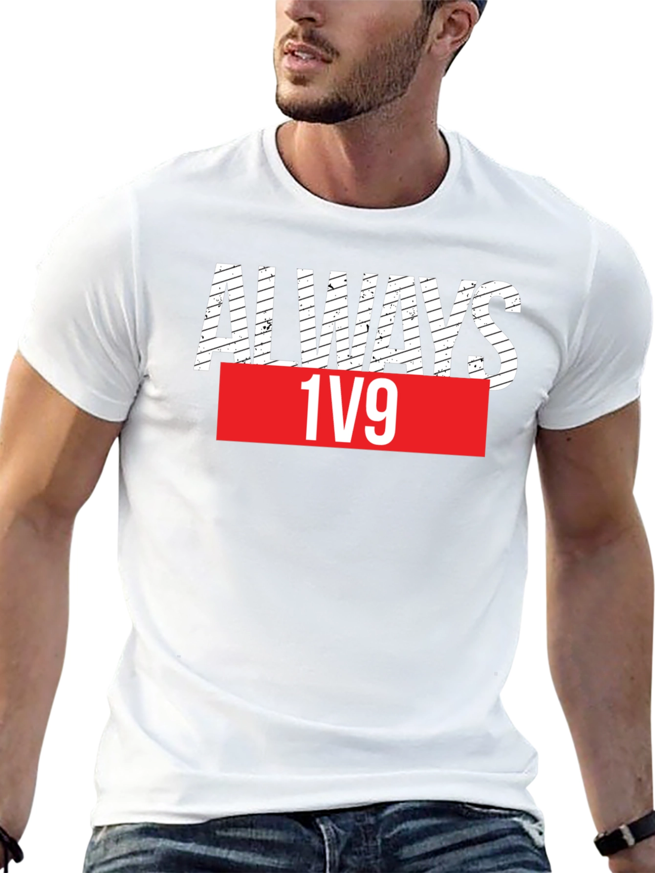 Always 1v9 Graphic Tee - Black Cotton T-Shirt