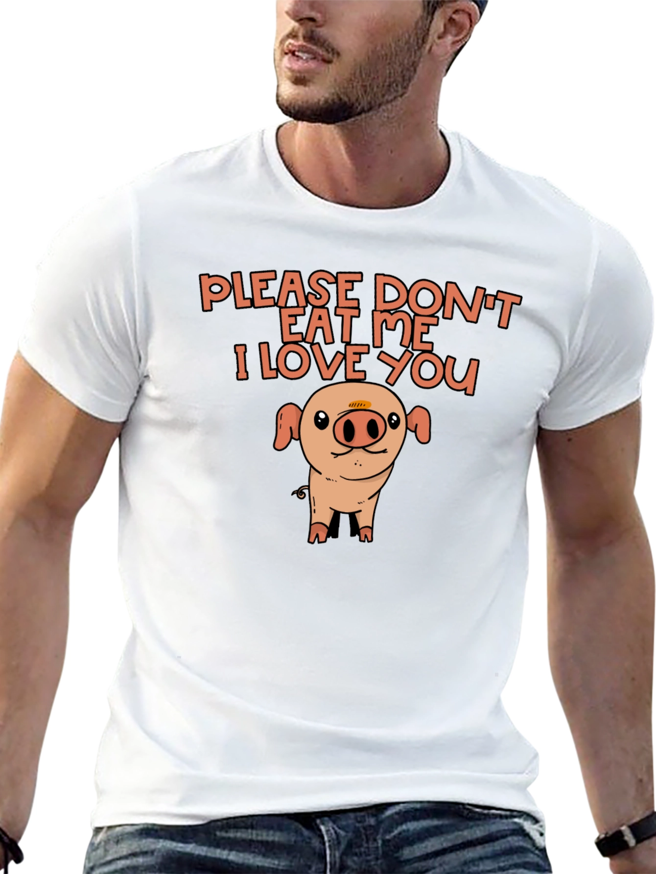 Cute Pig Black T-Shirt: Please Dont Eat Me