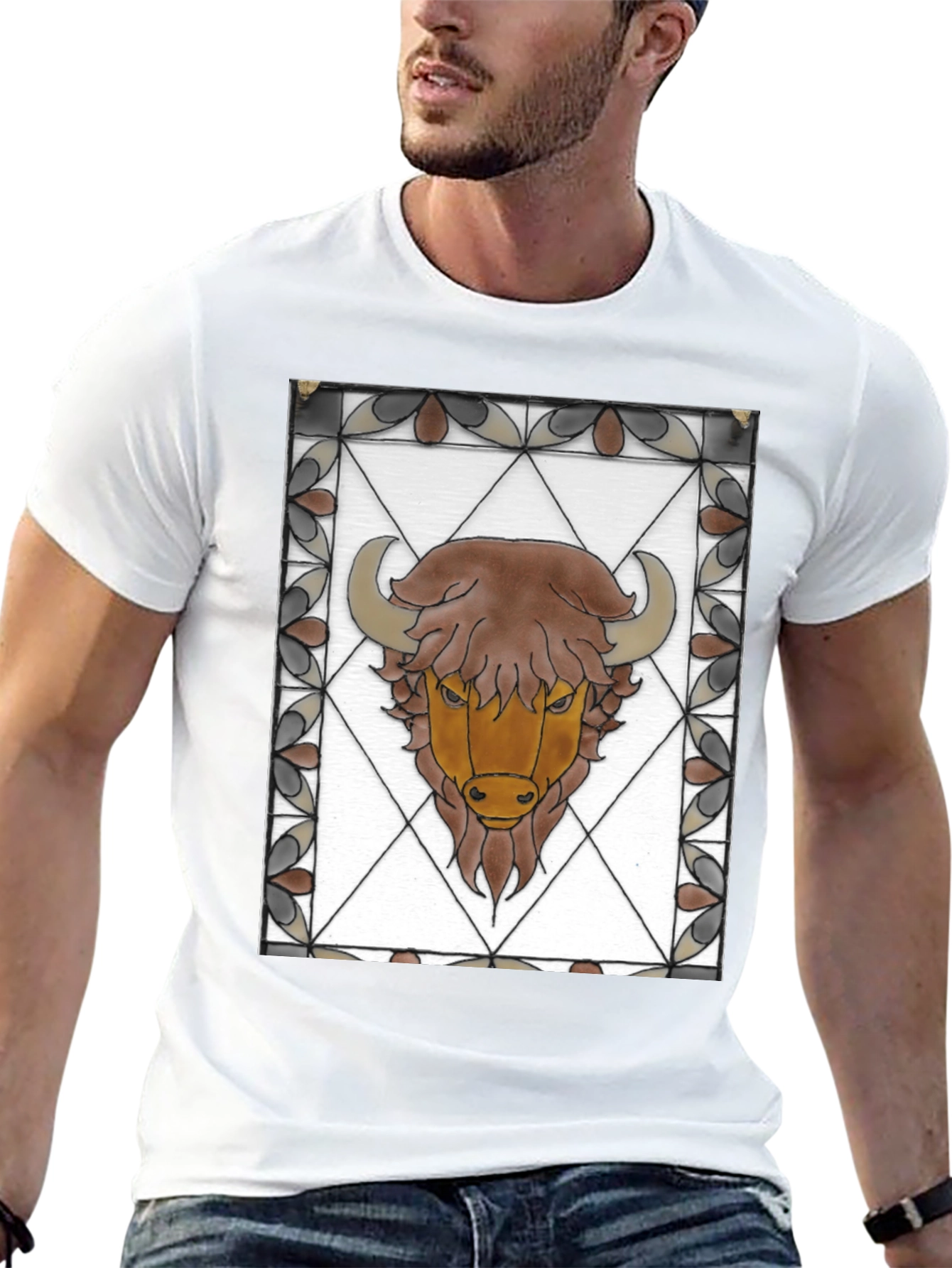 Bison Stained Glass Graphic Tee