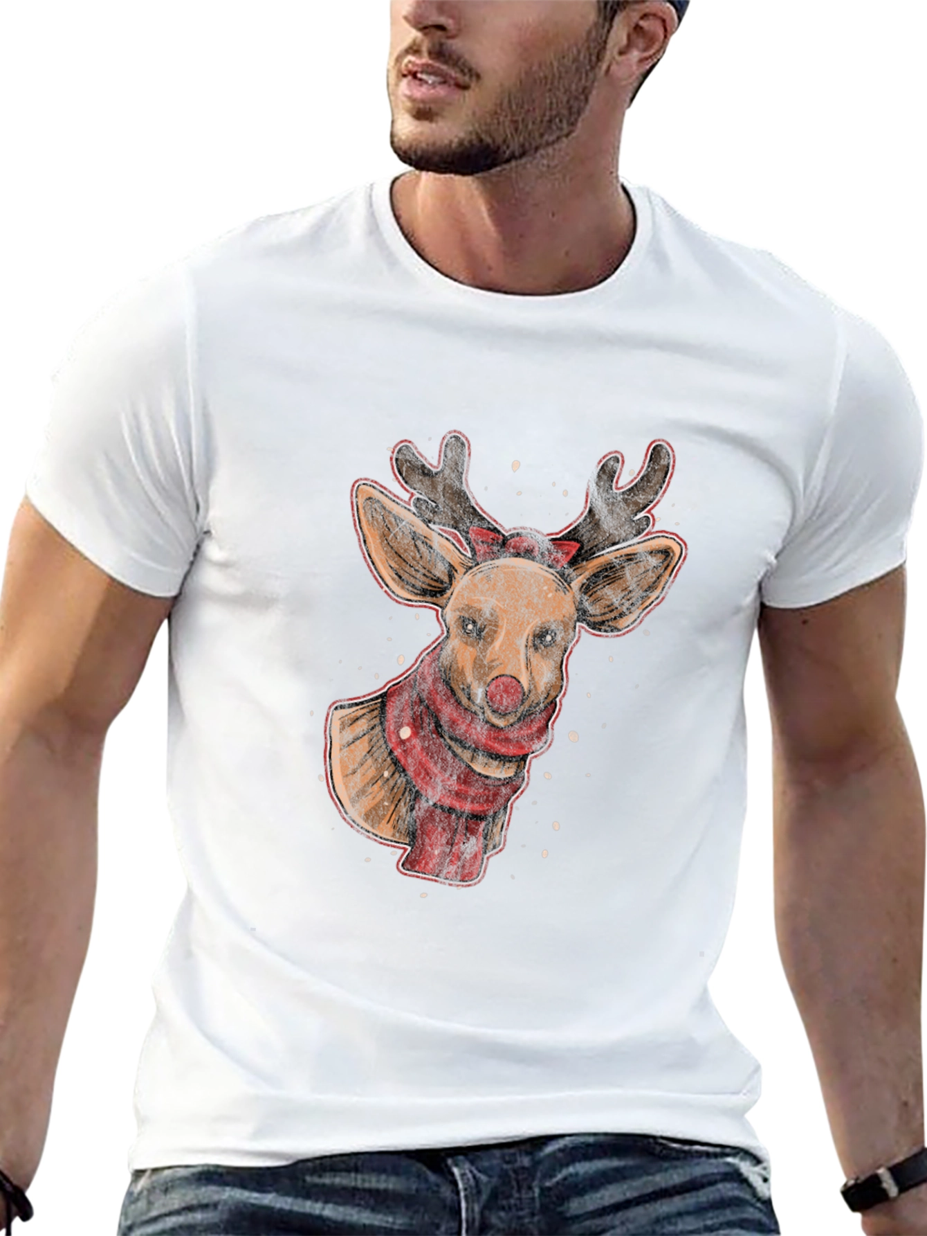 Reindeer Graphic Tee - Holiday Festive Style