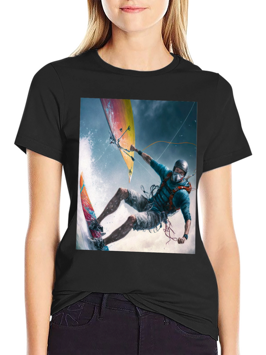 Kitesurfing Graphic Tee - Extreme Sports Black T-Shirt