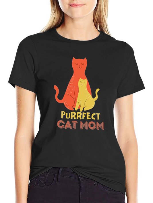 Purrfect Cat Mom T-Shirt - Stylish Graphic Tee