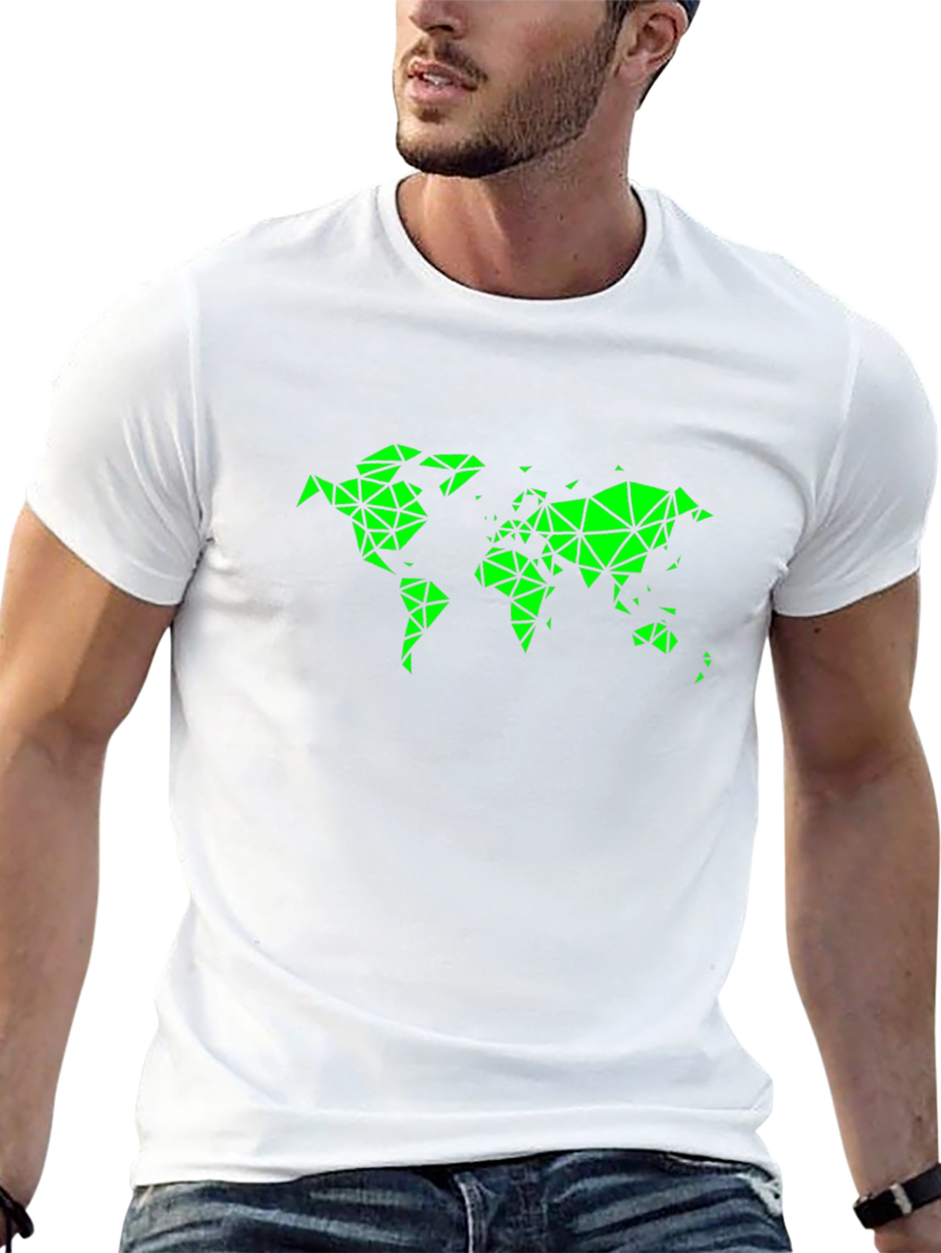 Geometric World Map Black T-Shirt