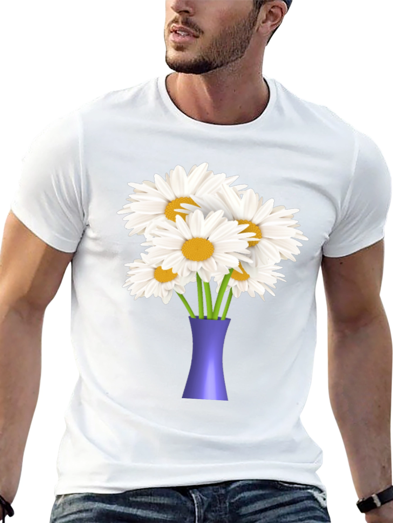Daisy Bouquet Graphic Tee - Black Casual T-Shirt