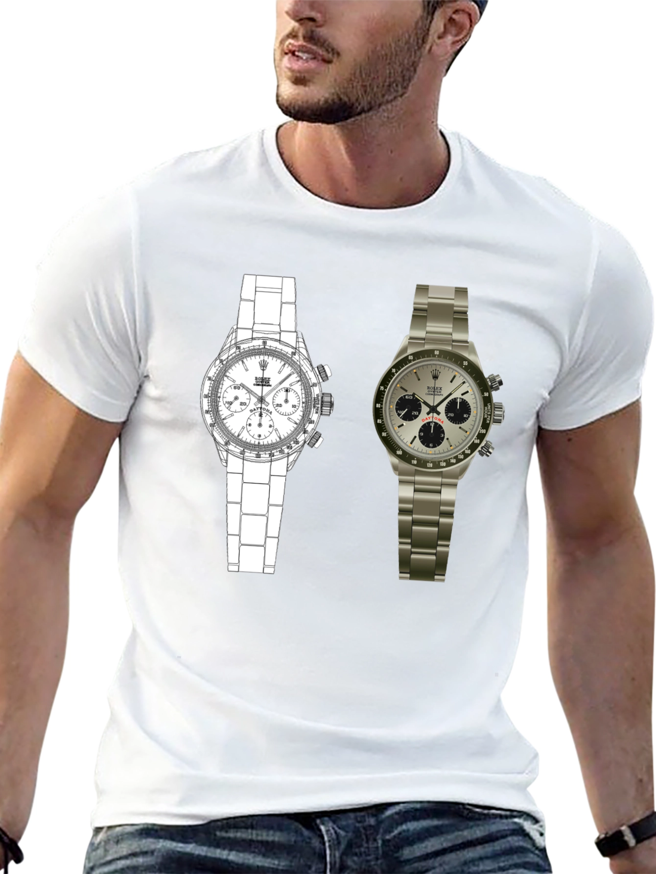Dual Watch Graphic Tee - Timepiece Art