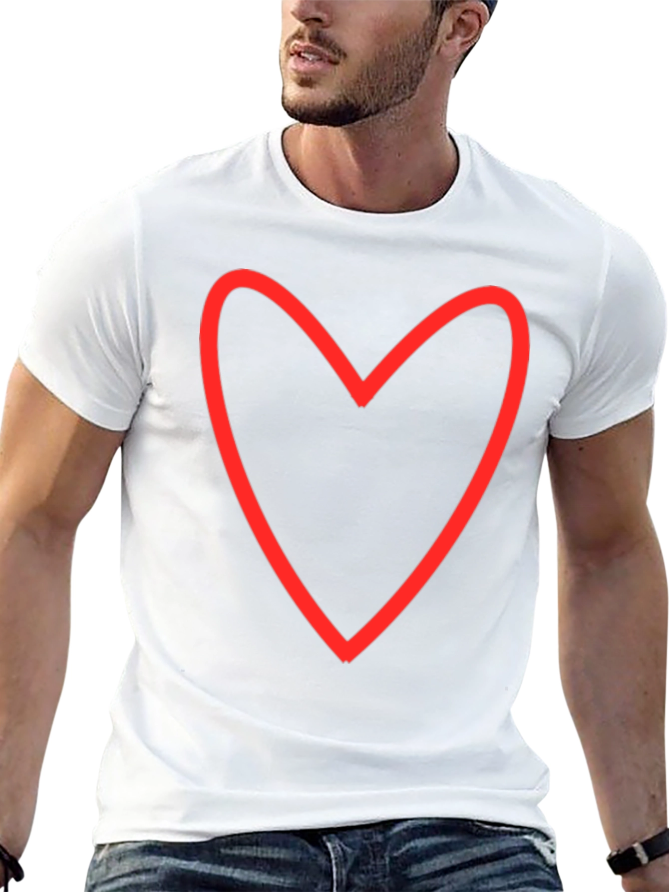 Heart Outline Graphic Tee - Black