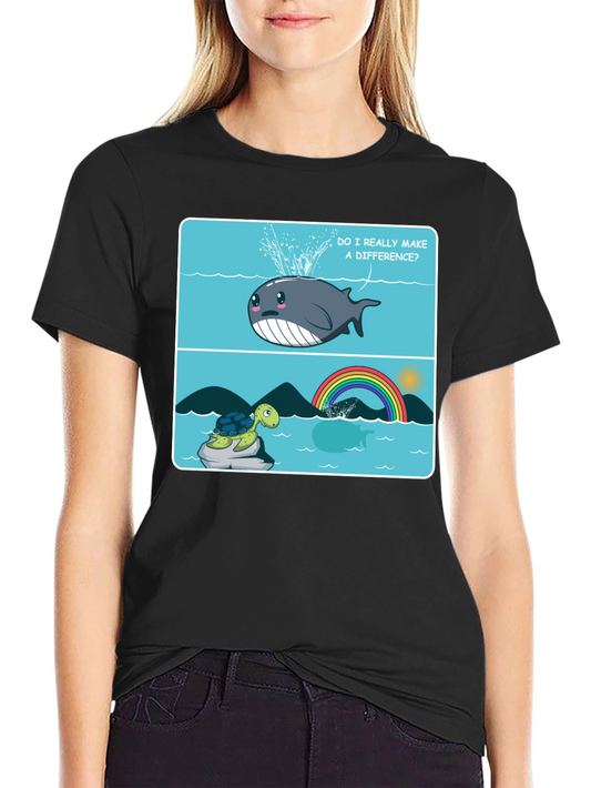 Cute Whale & Turtle Graphic Tee - Make a Difference