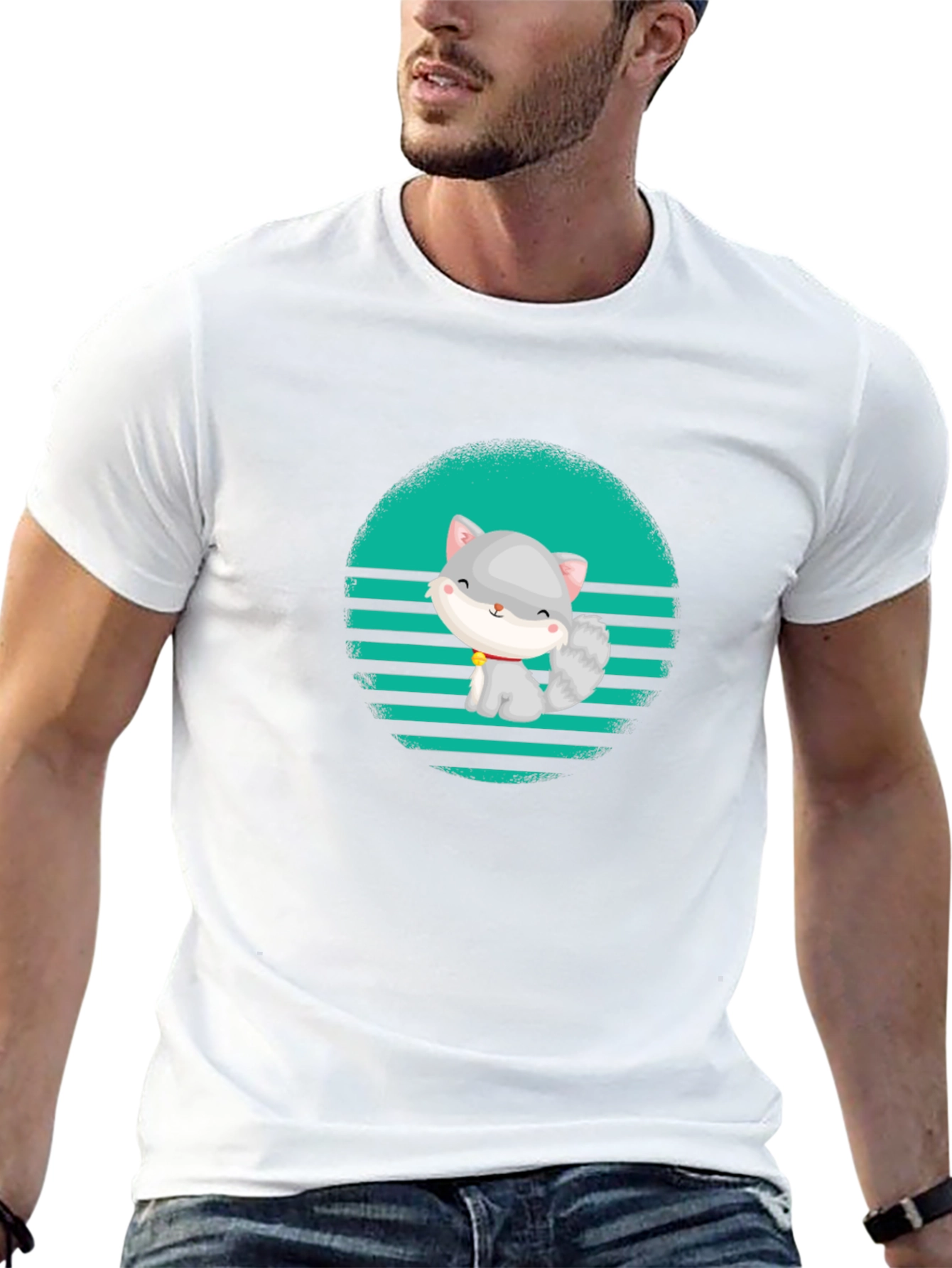 Cute Cat Graphic T-Shirt - Stylish Mens Tee