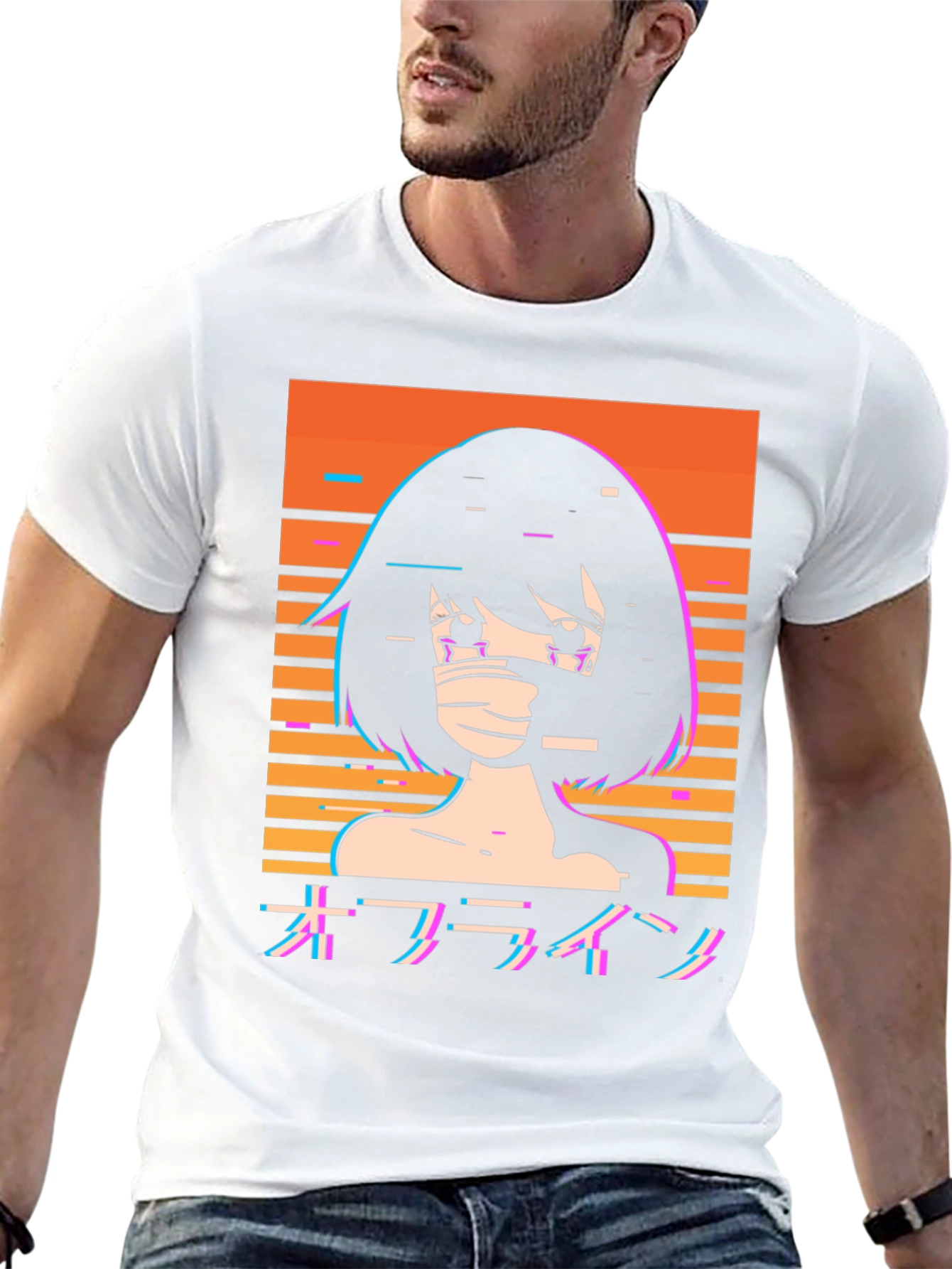 Offline Anime Girl T-Shirt - Vaporwave Aesthetic Tee