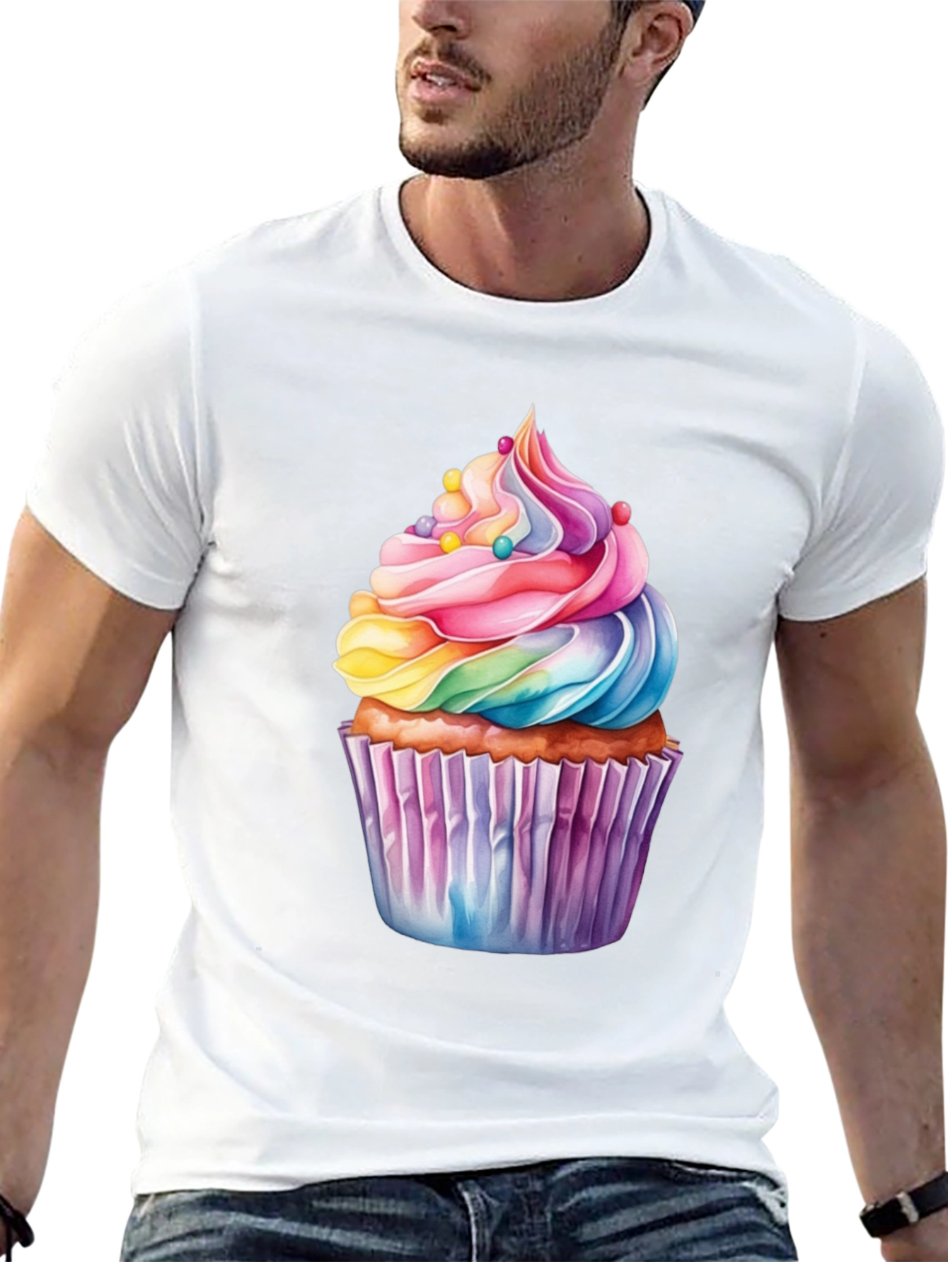 Rainbow Cupcake Graphic T-Shirt