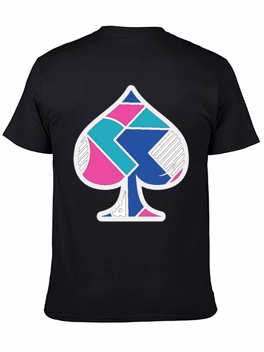 Ace Spade Geometric Mens Black T-Shirt