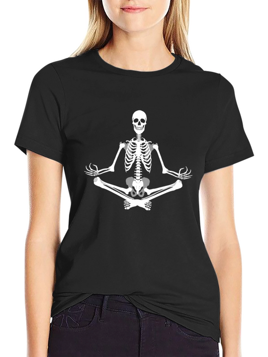 Meditating Skeleton Graphic Tee - Black