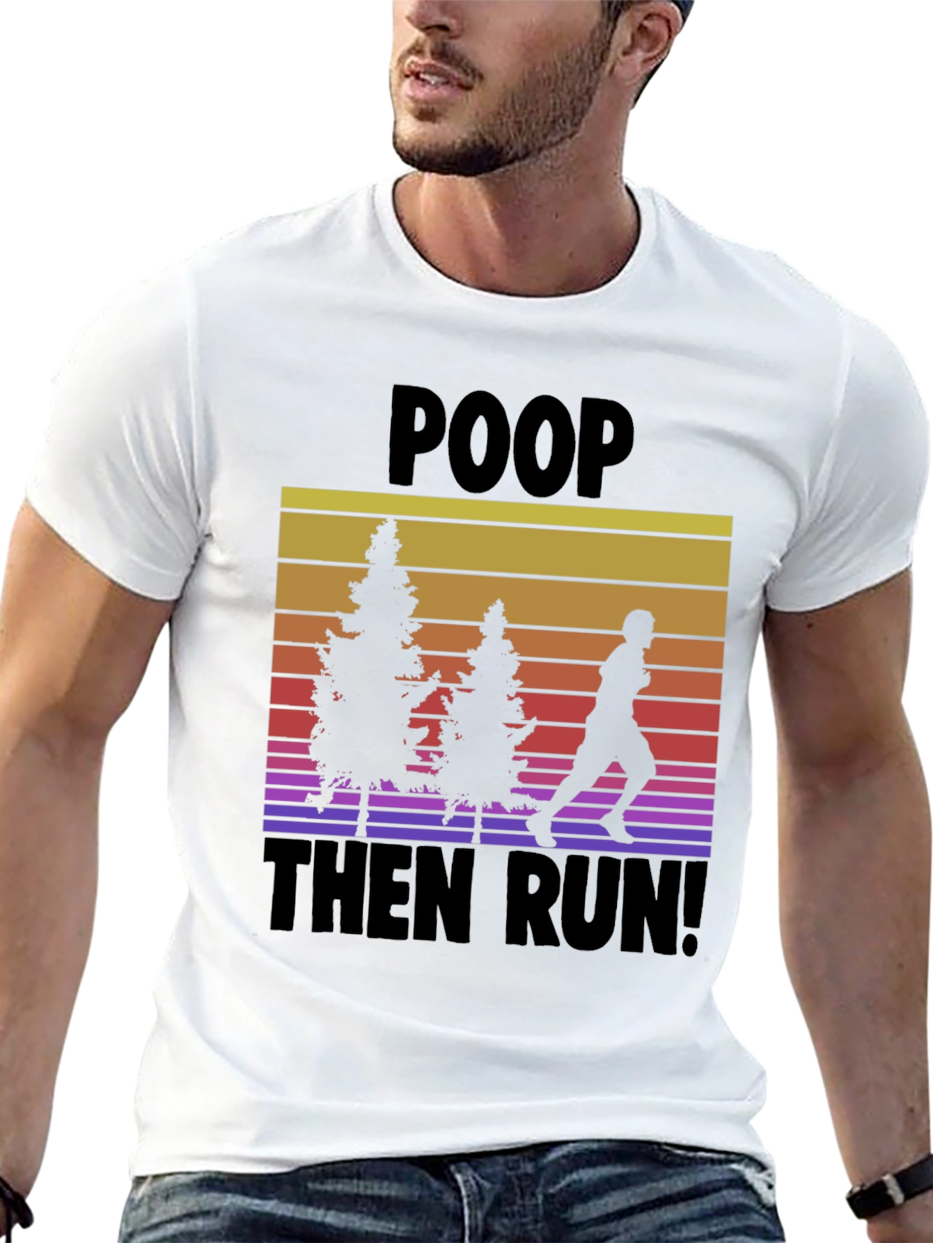 Poop Then Run! Novelty Graphic T-Shirt