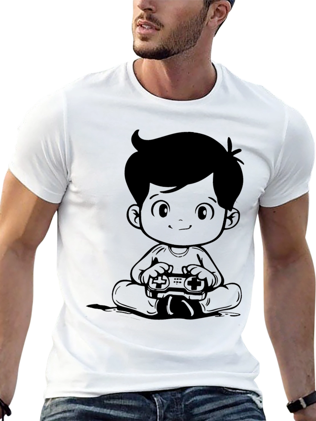 Gamer Boy Graphic Tee - Black Cotton Casual Shirt
