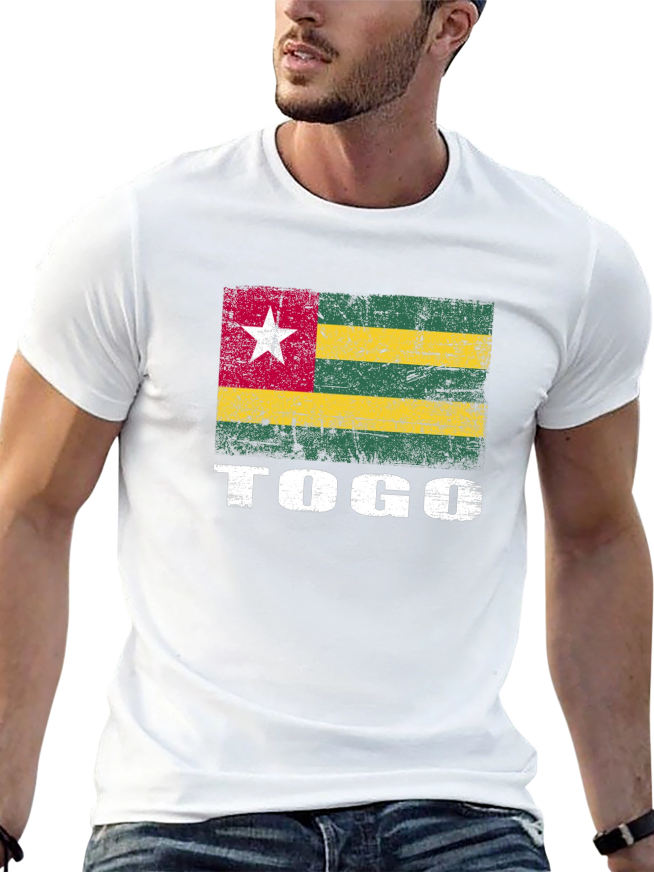 Togo Flag Graphic T-Shirt - Distressed Design