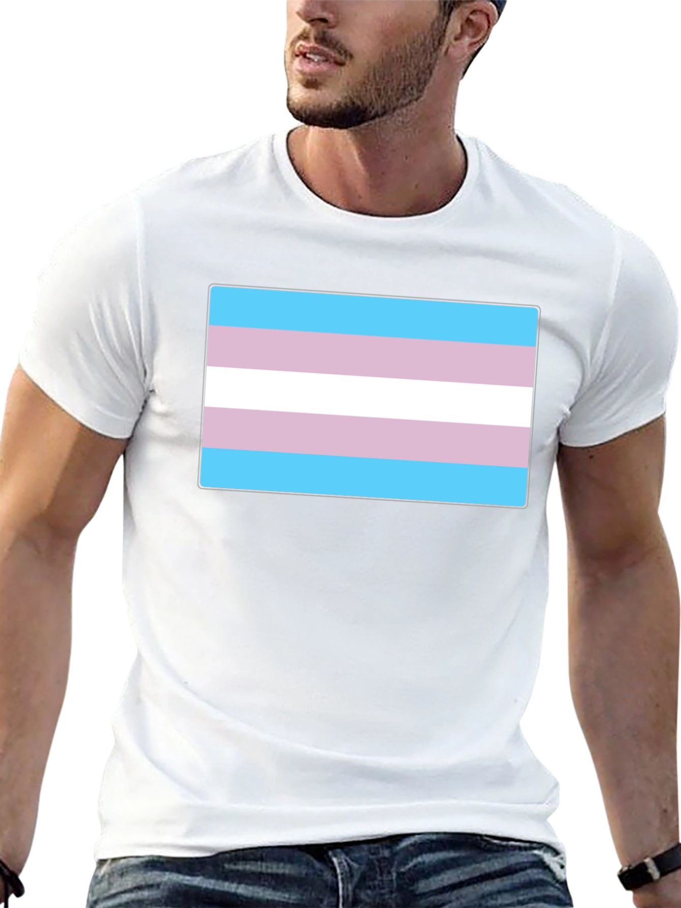Transgender Pride Flag T-Shirt - Black Cotton Tee