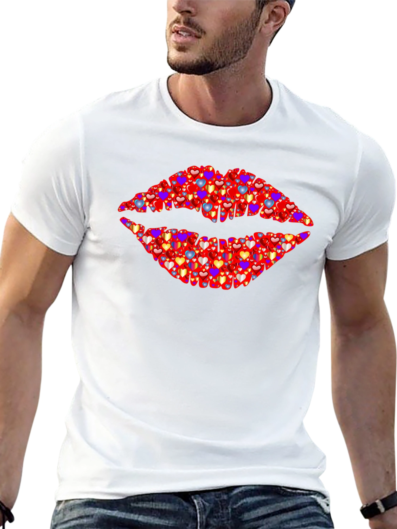 Heart Lips Graphic Black T-Shirt
